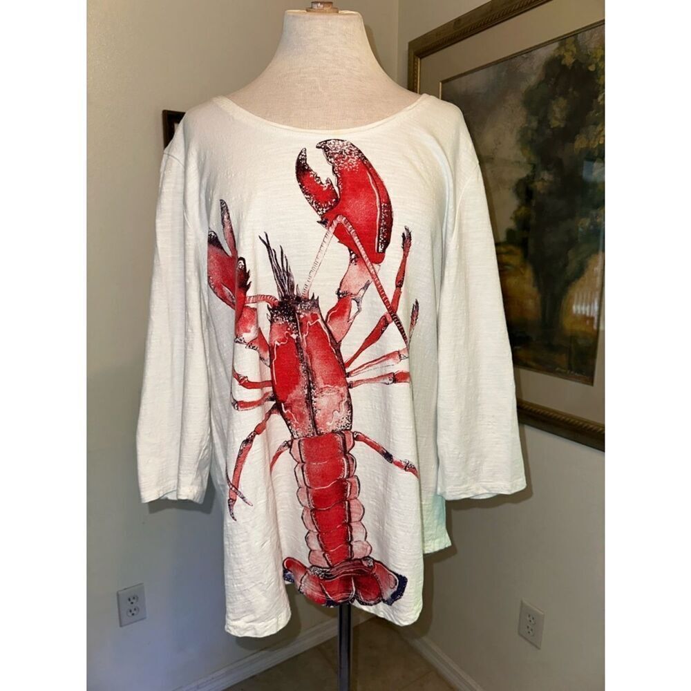 Sun Bay White Top with Large Red Lobster Graphic Size 1X